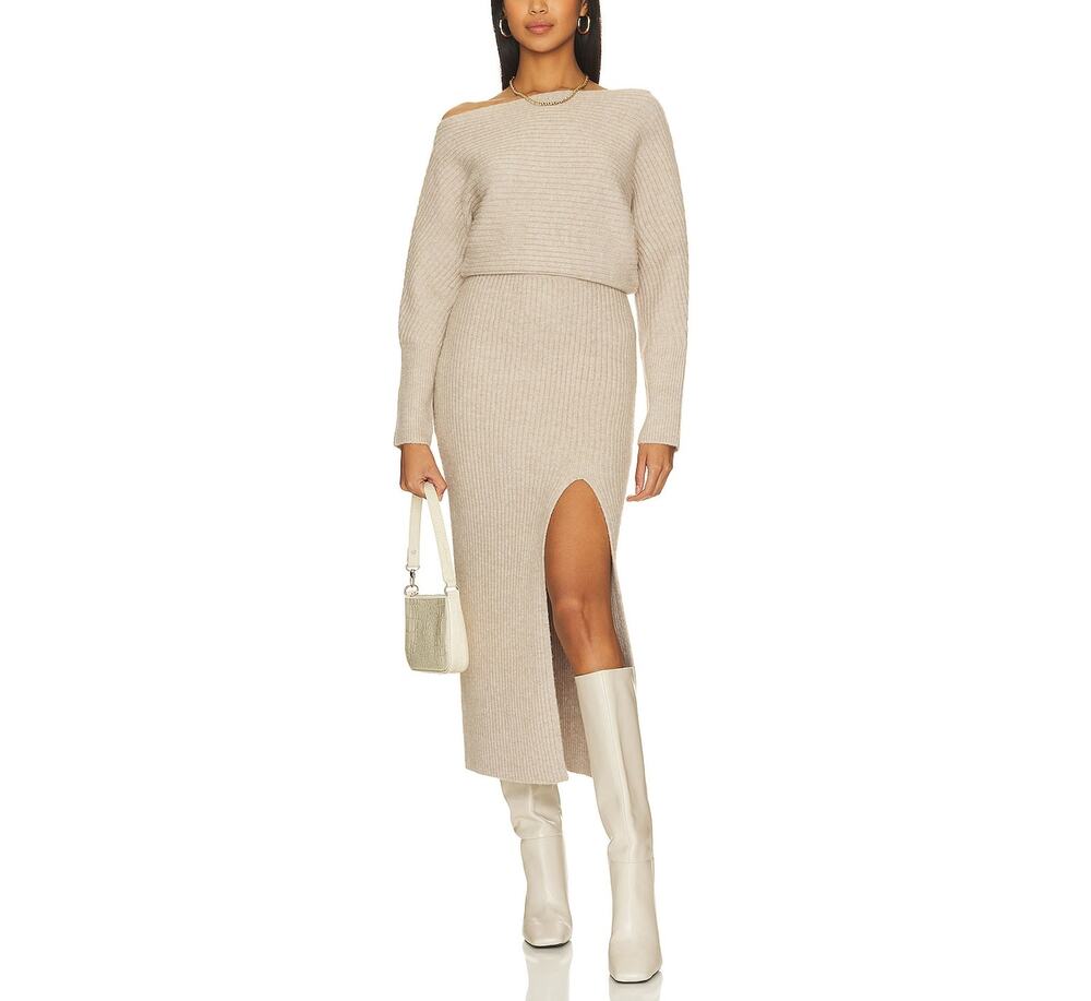 Line & Dot Ribbed Tan Alta Dress Size XS